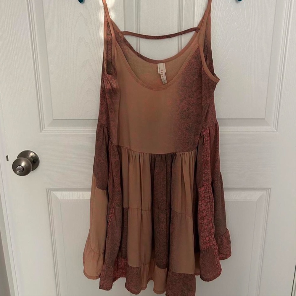 RAGA by anthropologie Pink and Tan Paisley Dress